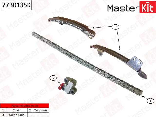 77B0135K Комплект цепи ГРМ Toyota Echo/Porte/Premio/Vios/Yaris 02-14 (без звездочек) (Master KIT) Master KIT. Артикул 77b0135k