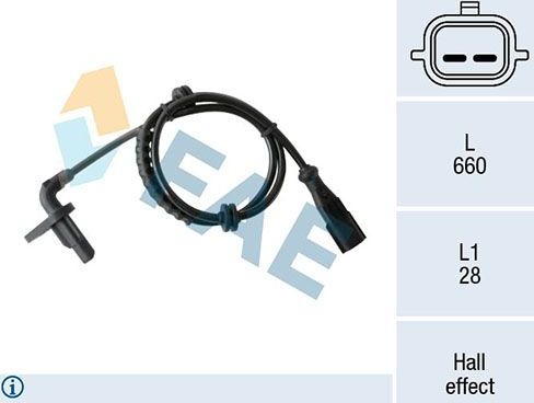 Датчик ABS FAE задний правый для Renault Clio V 2008-2026. Артикул 78410