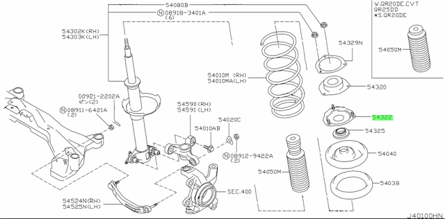 Опора амортизатора (стойки) Nissan. Артикул 543224U010
