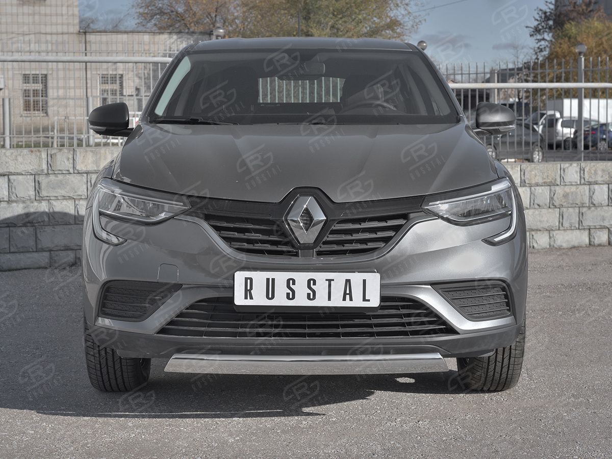 Защита RusStal переднего бампера d75х42 дуга для Renault Arkana 2019-2026. Артикул RARZ-003315
