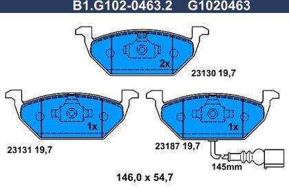 Тормозные колодки Galfer передние для Skoda Yeti I 2009-2017. Артикул B1.G102-0463.2