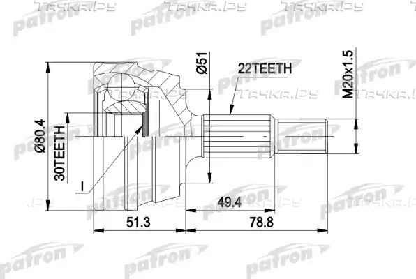 Шрус наружный (граната) Patron. Артикул PCV1096