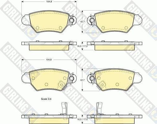 Тормозные колодки Girling задние для Chevrolet Corsa 1994-1998. Артикул 6113524