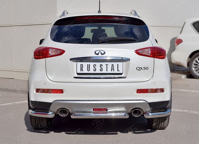 Защита RusStal заднего бампера d63 дуга для Infiniti QX50 2014-2017. Артикул IQX5Z-002356