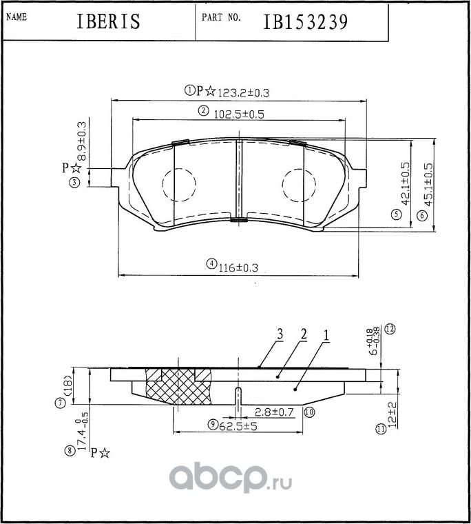КОЛОДКИ ТОРМОЗНЫЕ ЗАД К-Т LEXUS RX II (U38), TOYOTA LAND CRUISER VI (J100) (Iberis). Артикул IB153239 