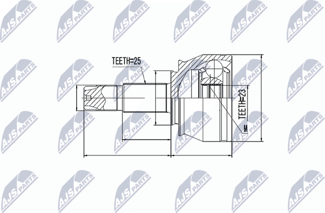 Шрус внутренний (граната) NTY передний для Fiat 500 II 2009-2013. Артикул NPZ-FT-053