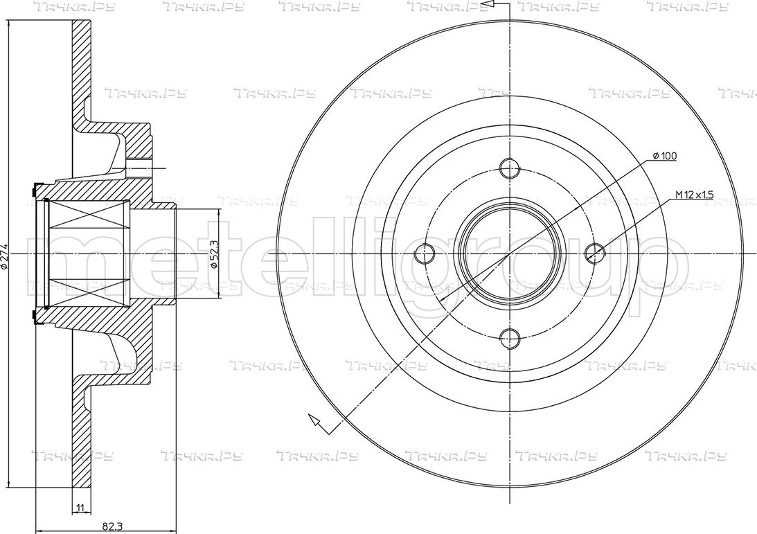 Тормозной диск Metelli задний для Renault Grand Scenic II 2004-2009. Артикул 23-1457