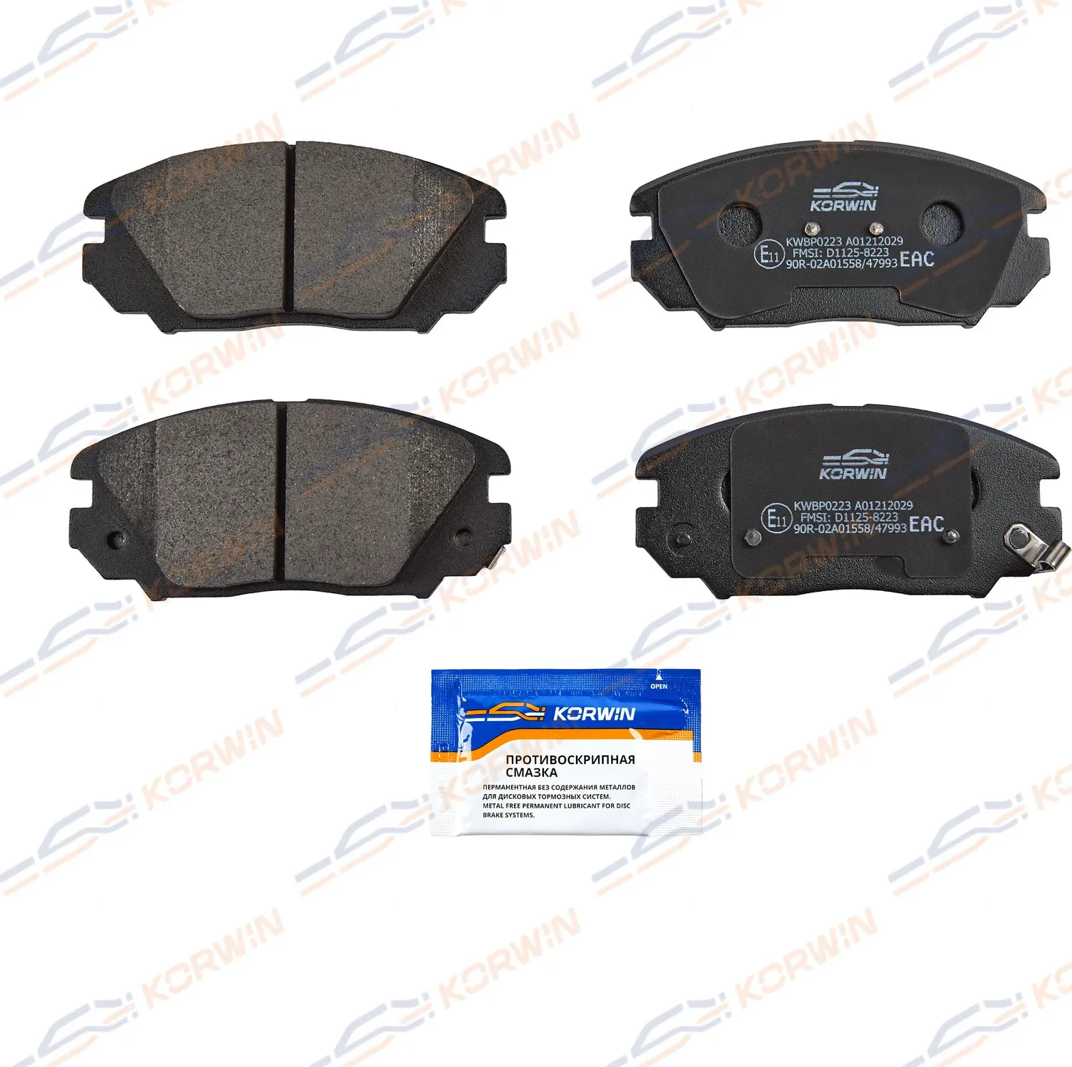 Колодки тормозные перед. Hyundai Sonata (NF) 05-/Tucson 04-/Kia Sportage II 04 (Korwin). Артикул KWBP0223