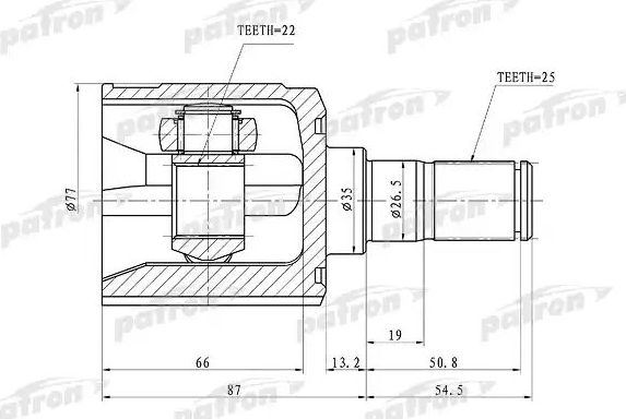 Шрус внутренний (граната) Patron передний левый для Hyundai Accent II 1999-2005. Артикул PCV1010