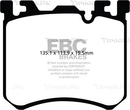 Тормозные колодки EBC Brakes передние для Rolls-Royce Dawn 2016-2026. Артикул DP52091NDX