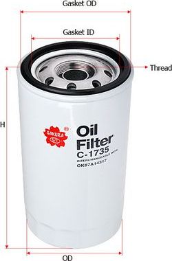Масляный фильтр Sakura для Hyundai Aero Town 2004-2021. Артикул C-1735