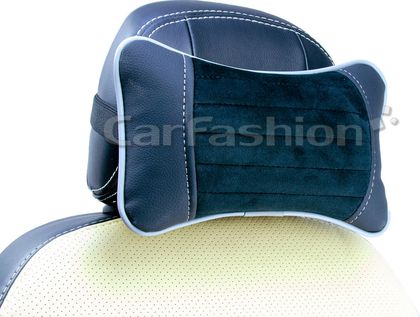 Подушка под шею CarFashion Monako ортопедическая, цвет Черный/Т. серый/Серый/Серый. Артикул 41152