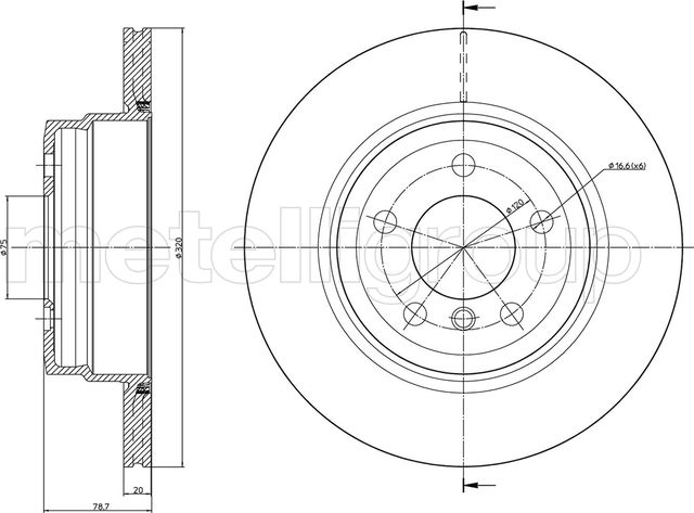 Тормозной диск Metelli. Артикул 23-1025C