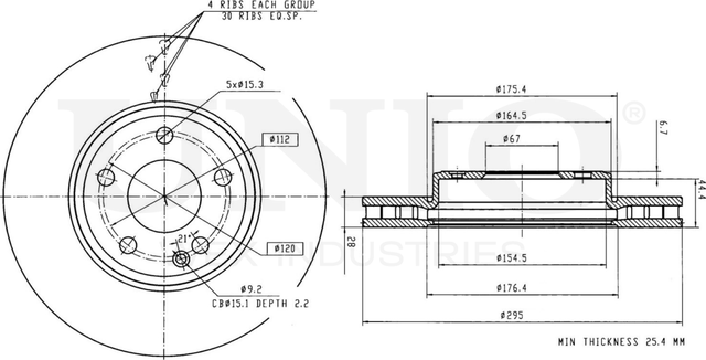 Диск тормозной (Unio). Артикул BRD-20498