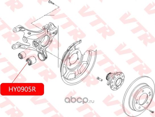 сайлентблок нижний задней цапфы (VTR). Артикул HY0905R