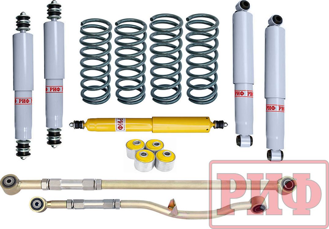 Лифт-комплект РИФ газовый средний для Nissan Patrol Y61 (левый руль) 1997-2000, лифт 50 мм. Артикул RIF-Y60-B-L-G