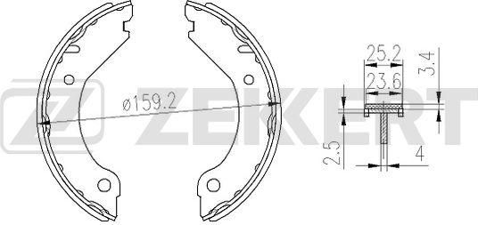 Тормозные колодки (стояночная тормозная система) Zekkert задние для Volvo 164 1972-1974. Артикул BK-4369
