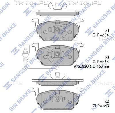 Тормозные колодки Sangsin Hi-Q передние для SEAT Leon III 2012-2026. Артикул SP1736