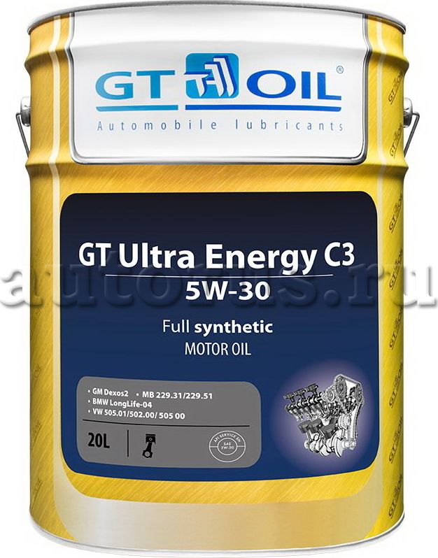МАСЛО GT ULTRA ENERGY C3, SAE 5W-30, API SM,SN/CF, 20 Л (GT OIL). Артикул 8809059407943