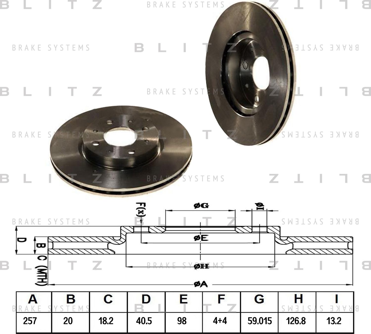 Диск тормозной FIAT BRAVO/BRAVA/TEMPRA/TIPO 90- перед. вент. (Blitz). Артикул BS0126