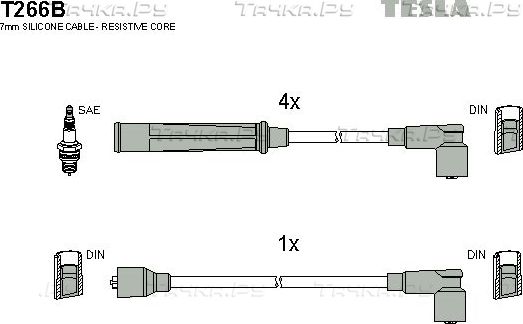 Высоковольтные провода (провода зажигания) (комплект) Tesla. Артикул T266B