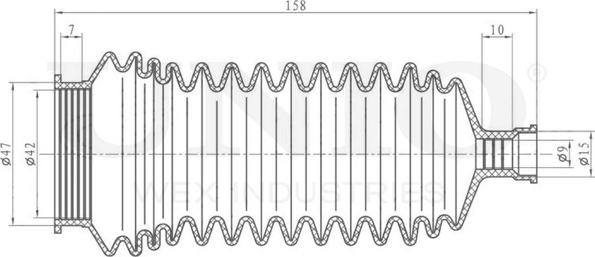 Пыльник рулевой рейки, комплект (Unio). Артикул DUC-20001K