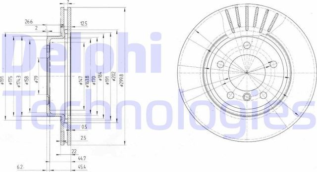 Тормозной диск Delphi. Артикул BG3527