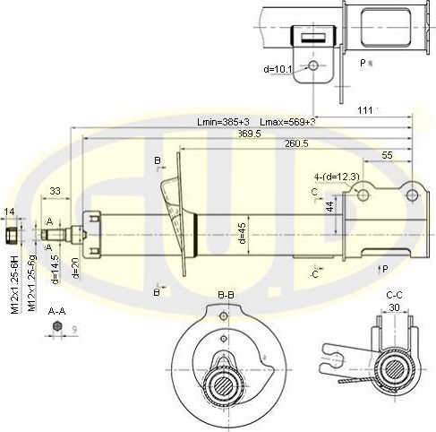 Амортизатор G.U.D. задний левый для Daewoo Lacetti 2004-2010. Артикул GSA333420