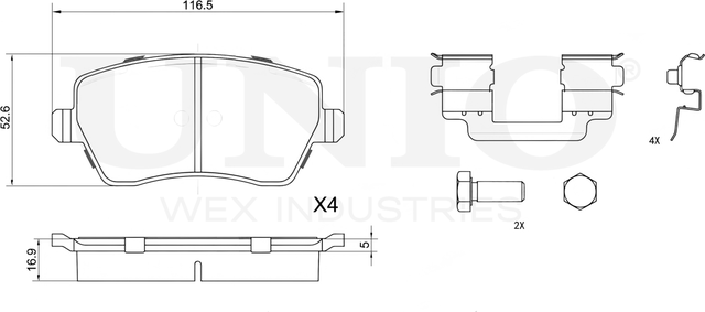 Колодки тормозные дисковые, комплект (Unio). Артикул BRP-20104