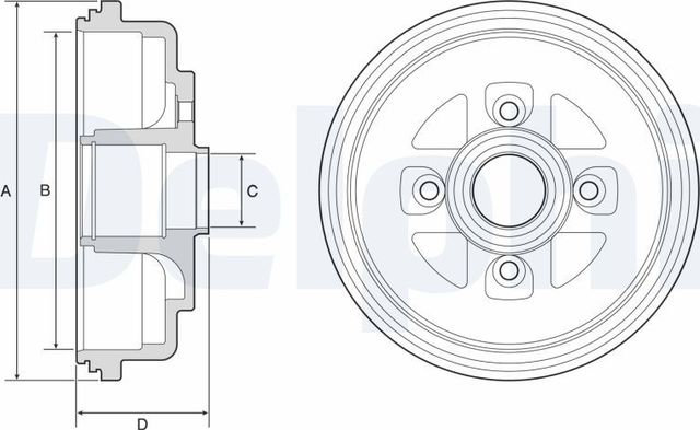 Тормозной барабан Delphi задний для Suzuki Swift III 2005-2011. Артикул BF607