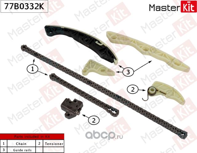 77B0332K Комплект цепи ГРМ DODGE CALIBER 06-13JEEP COMPASS 24 mot ECNED3 (Master KIT). Артикул 77B0332K