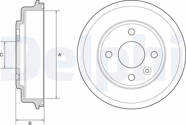 Тормозной барабан Delphi задний для Chevrolet Cobalt II 2013-2026. Артикул BF554