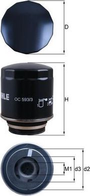 Масляный фильтр Mahle-Knecht для Volkswagen Jetta VI 2010-2019. Артикул OC 593/3