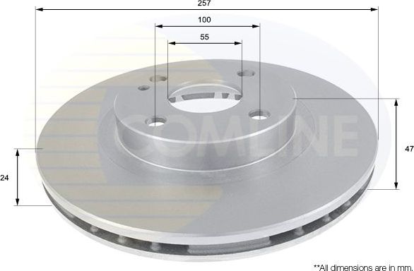 Тормозной диск Comline передний для Mazda 323 VI (BJ) 1998-2004. Артикул ADC0437V