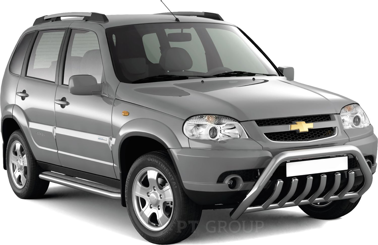 Рейлинги продольные PT Group Комфорт для Lada Niva 2020-2026 Серебристый муар. Артикул 02010603