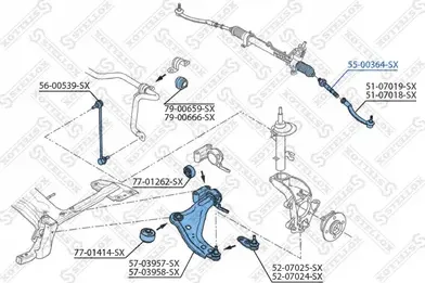 Рулевая тяга Stellox правая/левая для MINI Cabrio II (R57) 2009-2015. Артикул 55-00364-SX