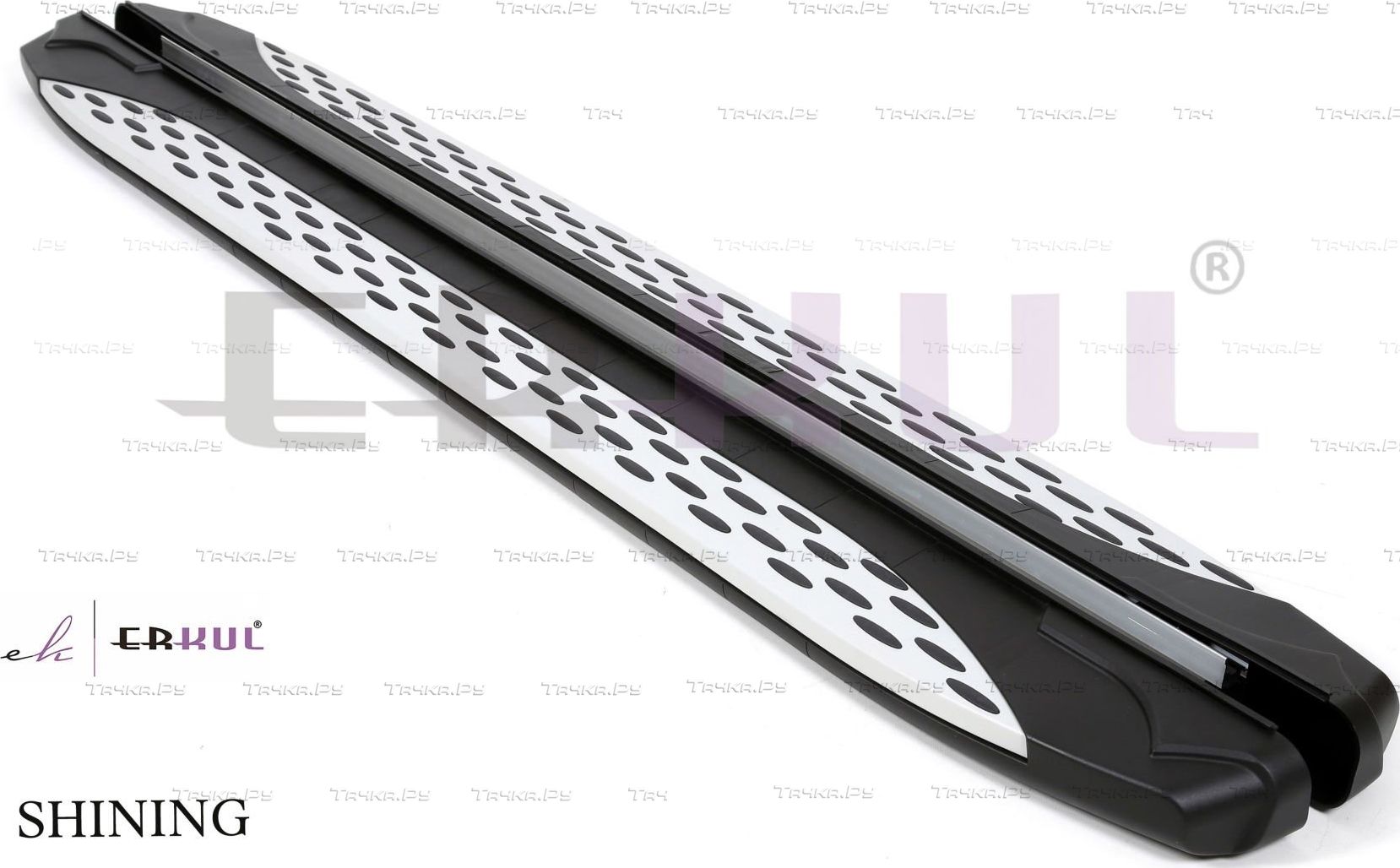 Пороги алюминиевые Erkul Shining для Hyundai Tucson I 2004-2009. Артикул 01.SNG.11.13.G