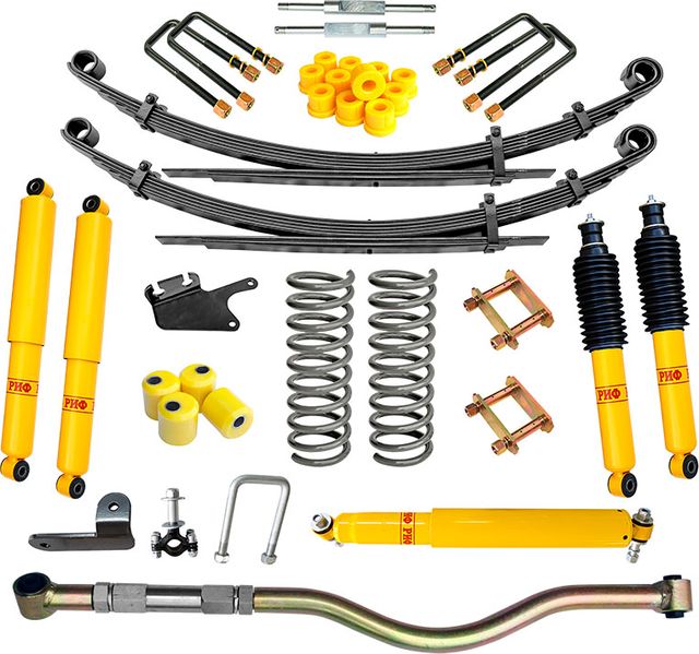 Лифт-комплект РИФ жесткий для УАЗ Пикап 2008-2026, лифт 50 мм нагрузка передних пружин до 100 кг, задних рессор до 300 кг. Артикул RIF-Patr-C