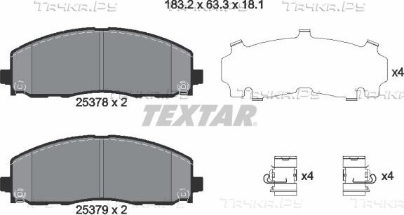 Тормозные колодки Textar передние для Volkswagen Routan 2010-2013. Артикул 2537801