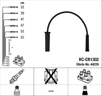 Высоковольтные провода (провода зажигания) (комплект) NGK для Chrysler Voyager IV 2000-2008. Артикул 44229