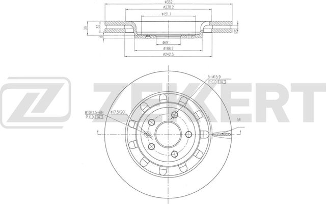 Тормозной диск Zekkert передний для Ford Explorer V 2010-2019. Артикул BS-6636