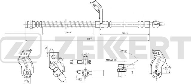 Тормозной шланг Zekkert передний левый для Kia Proceed II 2013-2026. Артикул BS-9384