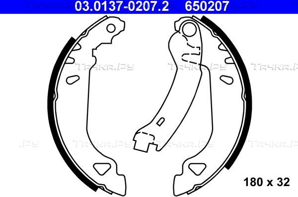 Тормозные колодки ATE задние для Fiat Punto I 1993-2000. Артикул 03.0137-0207.2