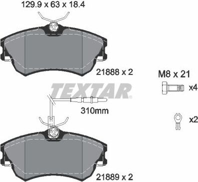 Тормозные колодки Textar передние для Renault Espace III 1996-2002. Артикул 2188801