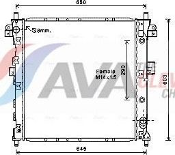 Радиатор охлаждения двигателя AVA для SsangYong Actyon Sports I 2011-2012. Артикул DWA2105