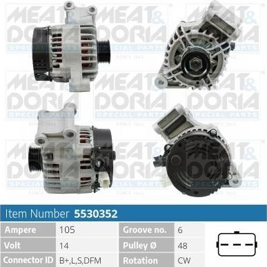 Генератор Meat & Doria для Ford Focus I 1998-2004. Артикул 5530352