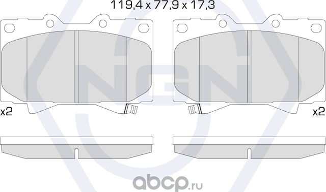 Колодки тормозные керамические, передние (NGN). Артикул 3501839