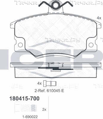 Тормозные колодки Icer передние для Fiat Croma I 1990-1996. Артикул 180415-700