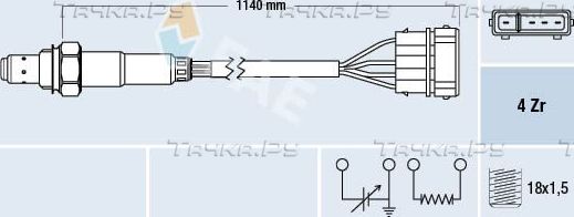 Лямбда-зонд (кислородный датчик) FAE для SEAT Toledo I 1991-1996. Артикул 77130