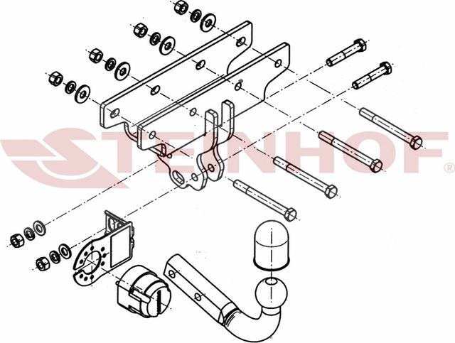 Фаркоп Steinhof для Jeep Wrangler JK 2007-2018. Артикул J-071